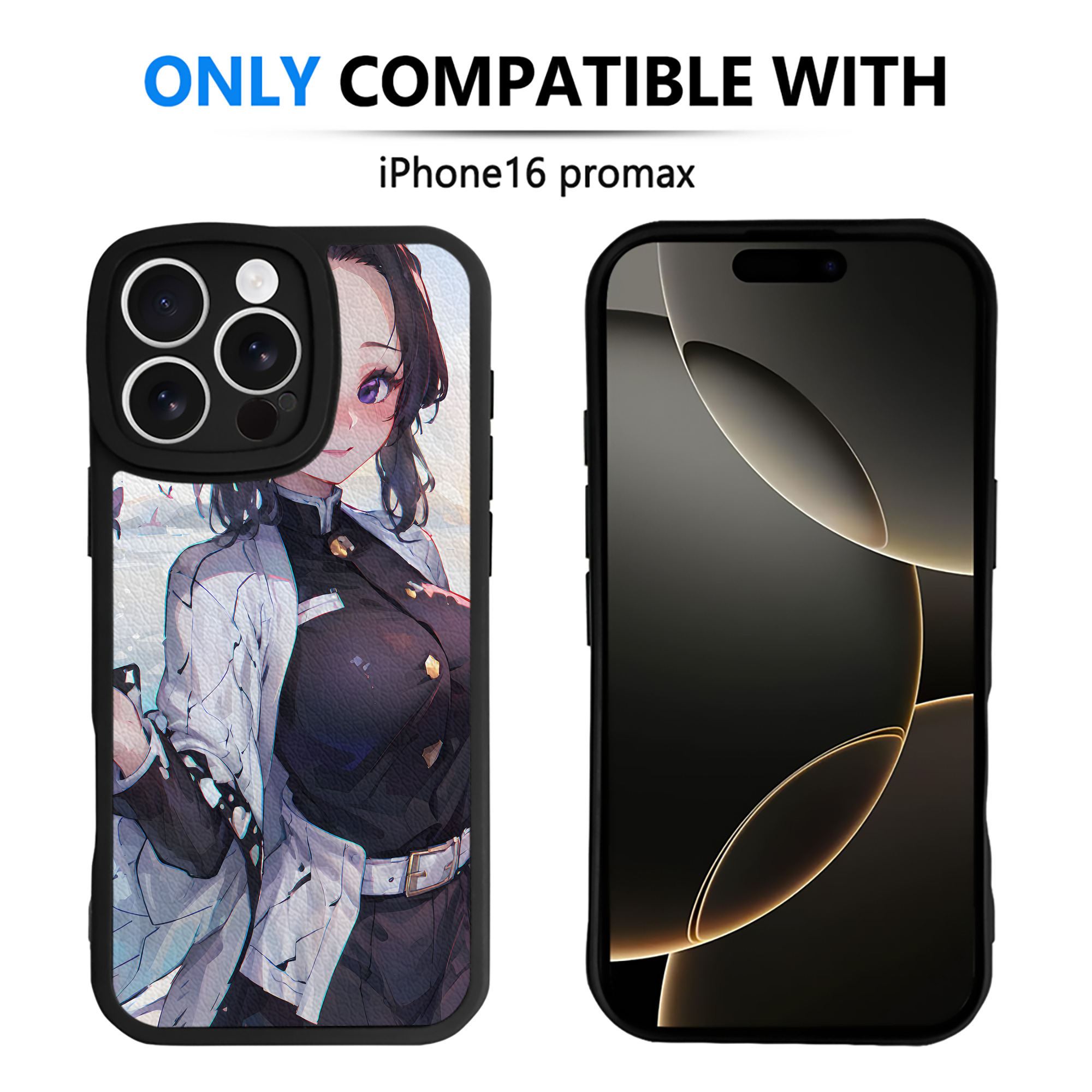 （画像用） 鬼滅の刃（きめつのやいば）蟲柱-胡蝶 しのぶ／こちょう しのぶ Kochou Shinobu 【iPhone 16シリーズ対応】シリコンスマホケース（レザー調） 材質：シリコン